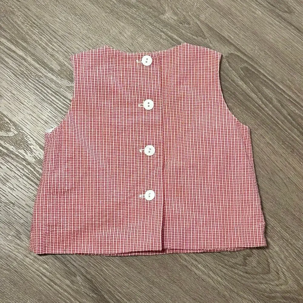Florence Eiseman Toddler 3T Red Gingham Flower Applique Top Boutique Classic​​